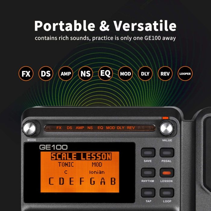 MOOER GE100 Multi-Effects Guitar Pedal with 80 Presets, 66 Effects, Loop and Expression Volume Pedal, Tap Tempo, Headphone Out - Image 3