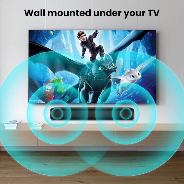 MZEIBO Sound Bar for Smart TV, Bluetooth Soundbar for TV, 50 Watts Mini Sound Bar with ARC/Optical/AUX, Surround Sound System for TV/PC/Gaming/Projectors - Image 2