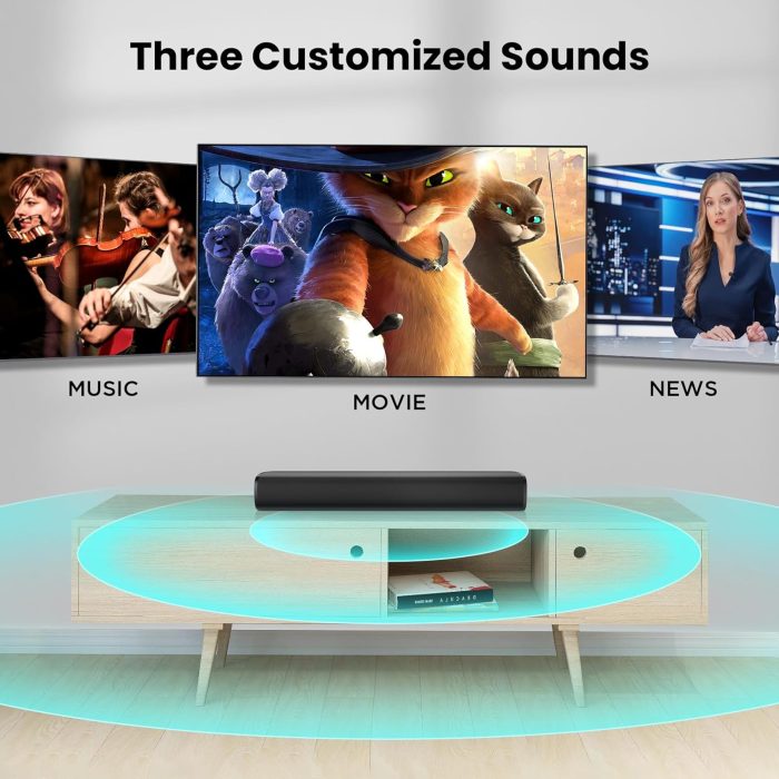 MZEIBO Sound Bar for Smart TV, Bluetooth Soundbar for TV, 50 Watts Mini Sound Bar with ARC/Optical/AUX, Surround Sound System for TV/PC/Gaming/Projectors - Image 5